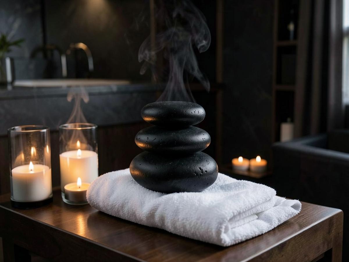 Hot stone therapy setup